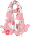 Hyjoy Christmas Llama Presents Long Silk Neck Scarf Lightweight Shawl Wrap Scarves for Women Girls