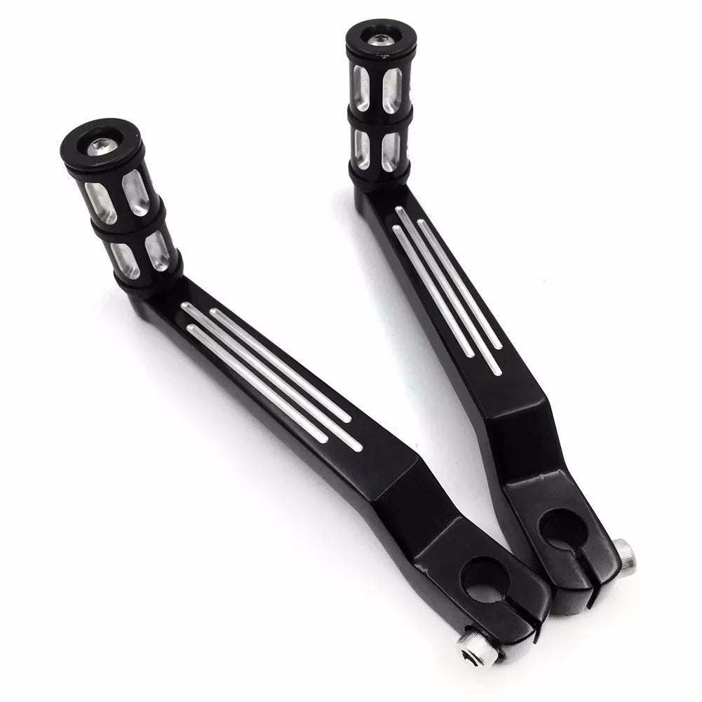 HTT- Style 009C- Black Aluminum Heel Toe Shift Levers w/ Shifter Pegs For Harley Davidson Electra Glide 1988 and later
