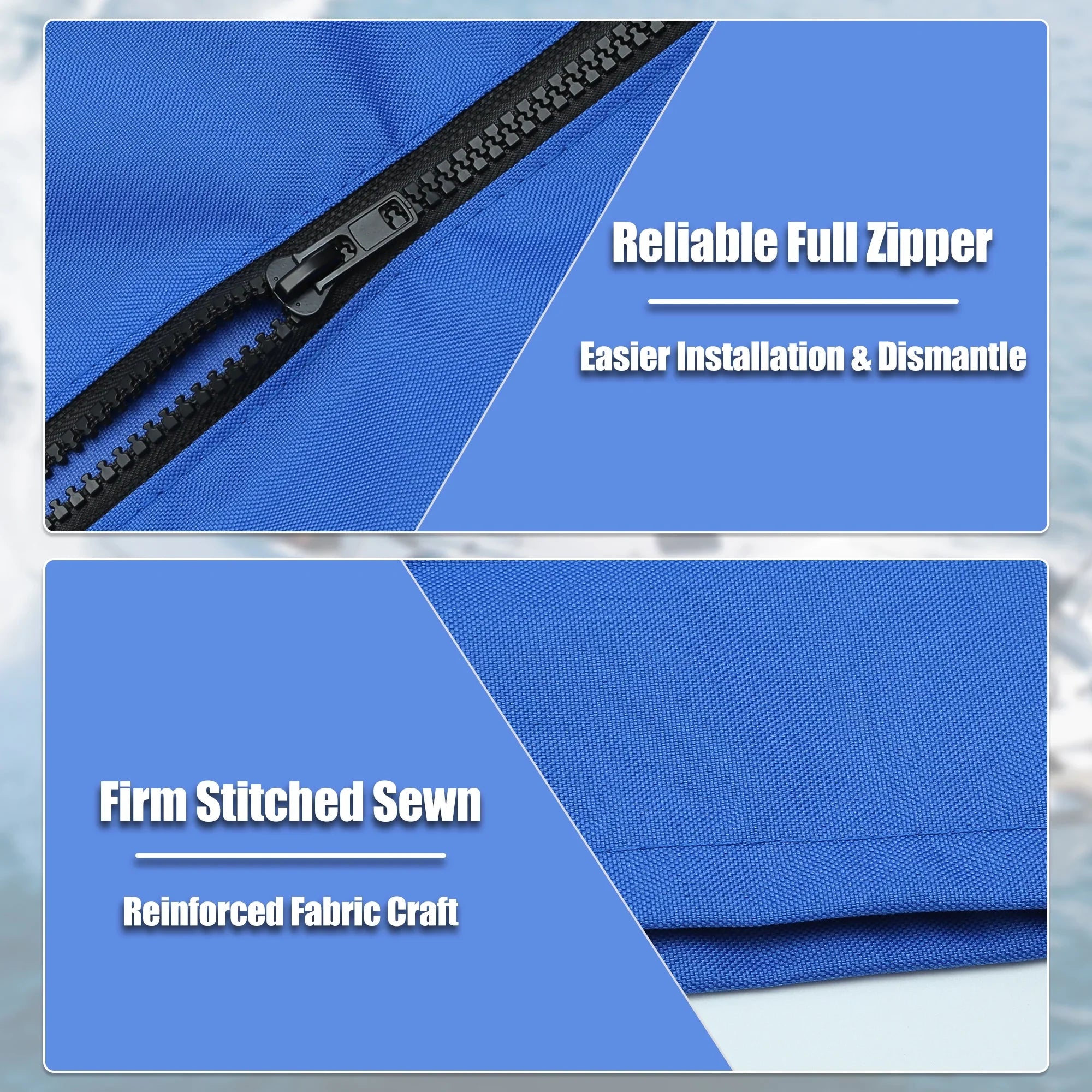 Boat Bimini Top Storage Boot with Light Hole 600D Polyester Canvas Blue 91"-96" W for 3 Bow 4 Bow
