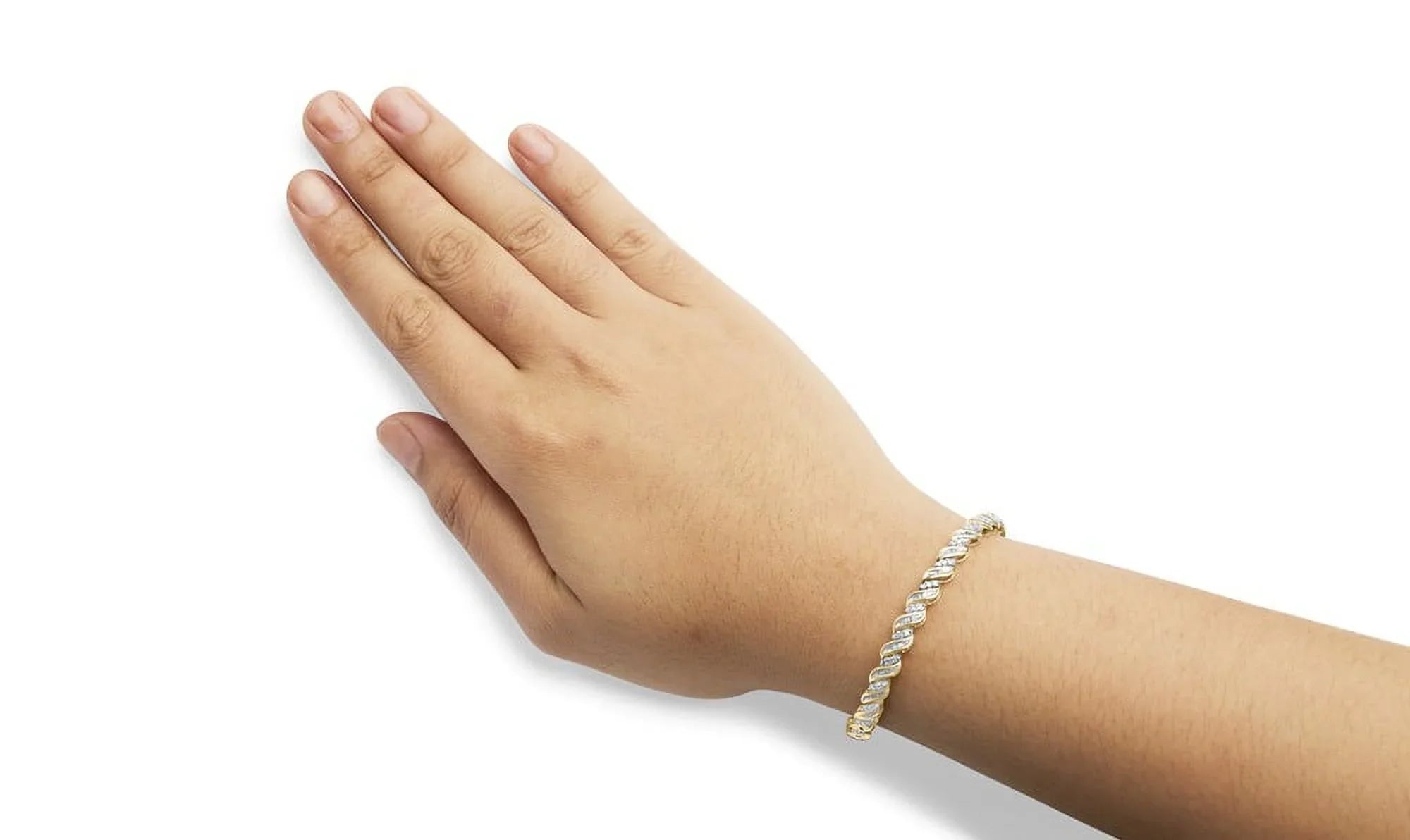 Haus of Brilliance 10k Yellow Gold 1.00 Cttw Womens Round Cut and Baguette Cut Diamond S-Link 7.25" Box Clasp Prong Bracelet (I-J Color, I2-I3 Clarity)