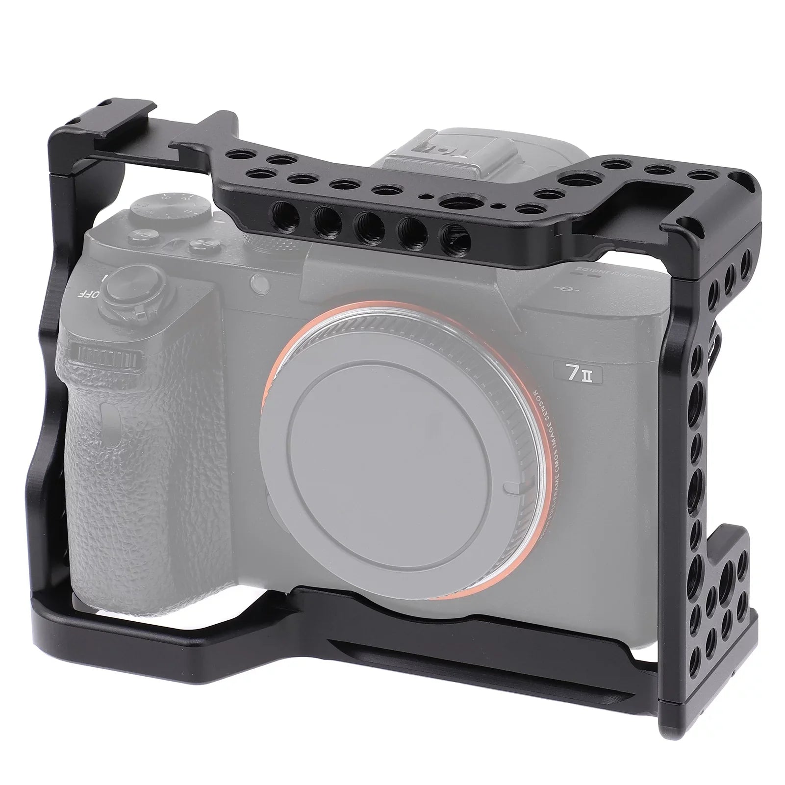 Htovila Camera Cage Aluminum Alloy Video Cage Replacement for Sony A7M3 A7R3 A9 Mirrorless Camera with Cold Shoe Mount 1/4 Inch & 3/8 Inch Screw Holes