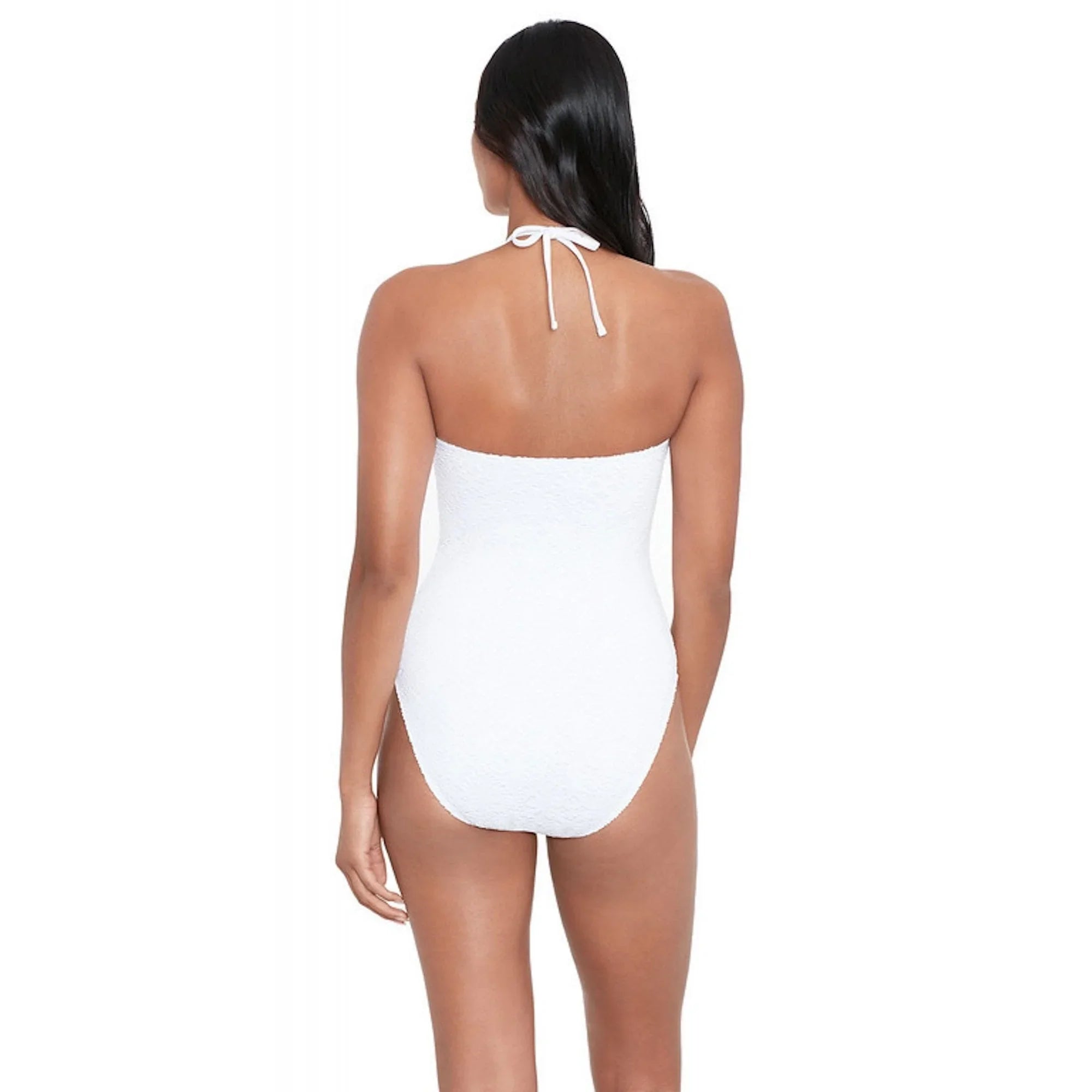 LAUREN Ralph Lauren Womens Crochet Ring Bandeau One-Piece White Size 4
