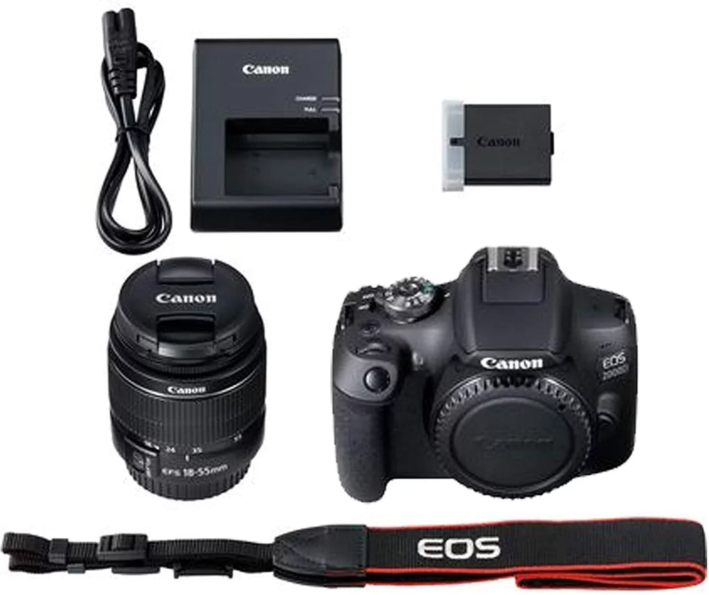 Canon EOS 2000D DSLR Camera with 18-55mm f/3.5-5.6 Zoom Lens + 128GB Card, Tripod, Flash, and More 20pc Bundle