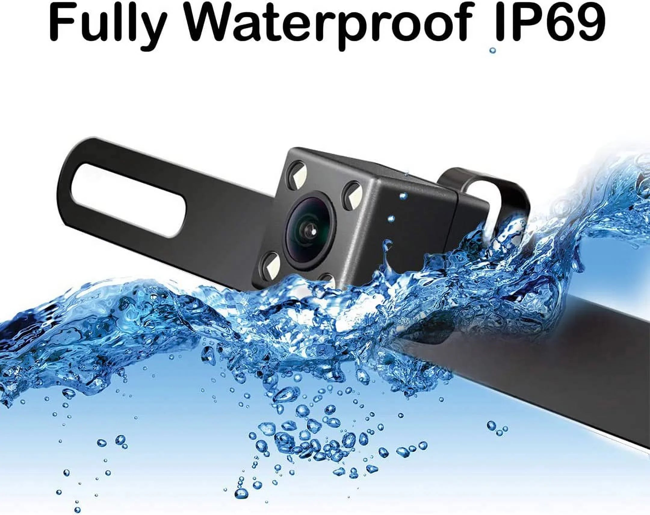 CAM122 Backup Camera Frame License Plate HD Night Vision Rear View 170° Angle Waterproof Compatible with Jensen Car Radio CAR110W CAR710 CAR710X CAR8000 CAR910W CAR910X CDR7011 CM901MIR CMR2720