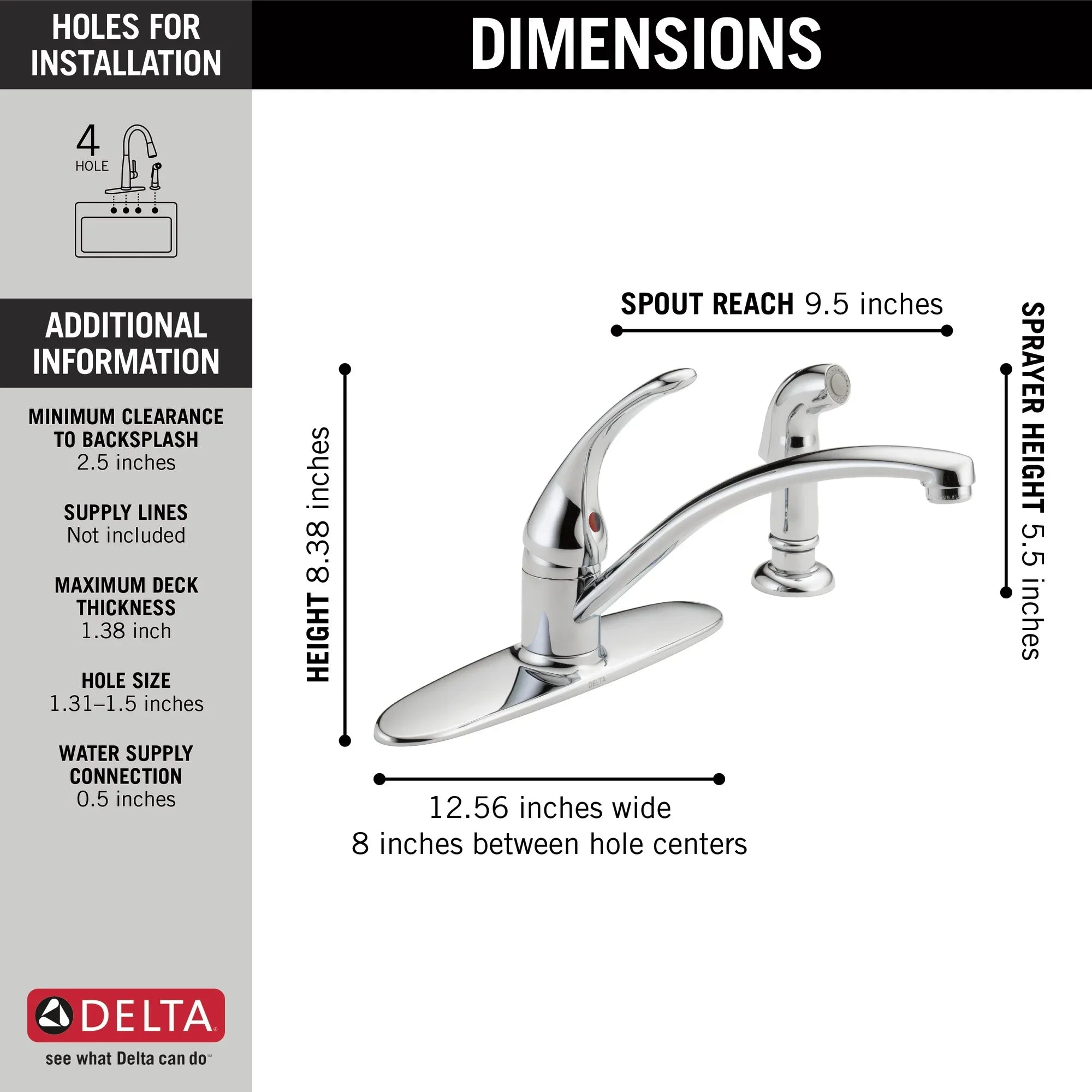 Delta Foundations® Single Handle Kitchen Faucet with Spray