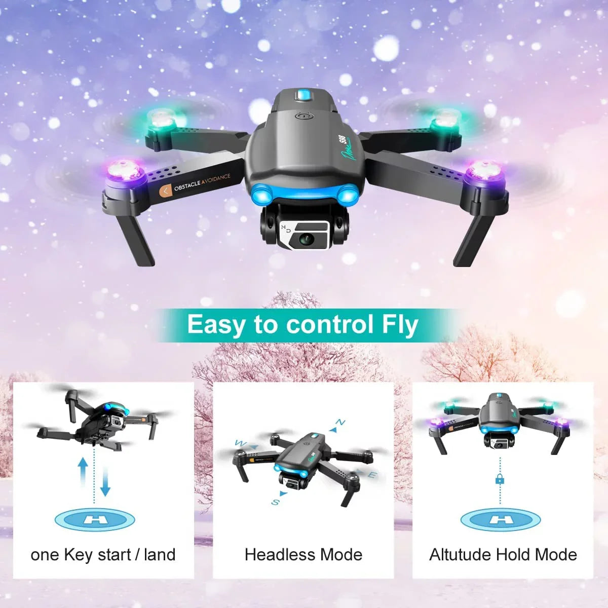Drone with Camera for Adults Kids Beginners,Mini FPV Drones with 4K HD Dual Camera,Foldable RC Quadcopter Drone, One Key Take Off/Landing with 3 Batteries RC Toys Gifts for Kids and Adults (Black)