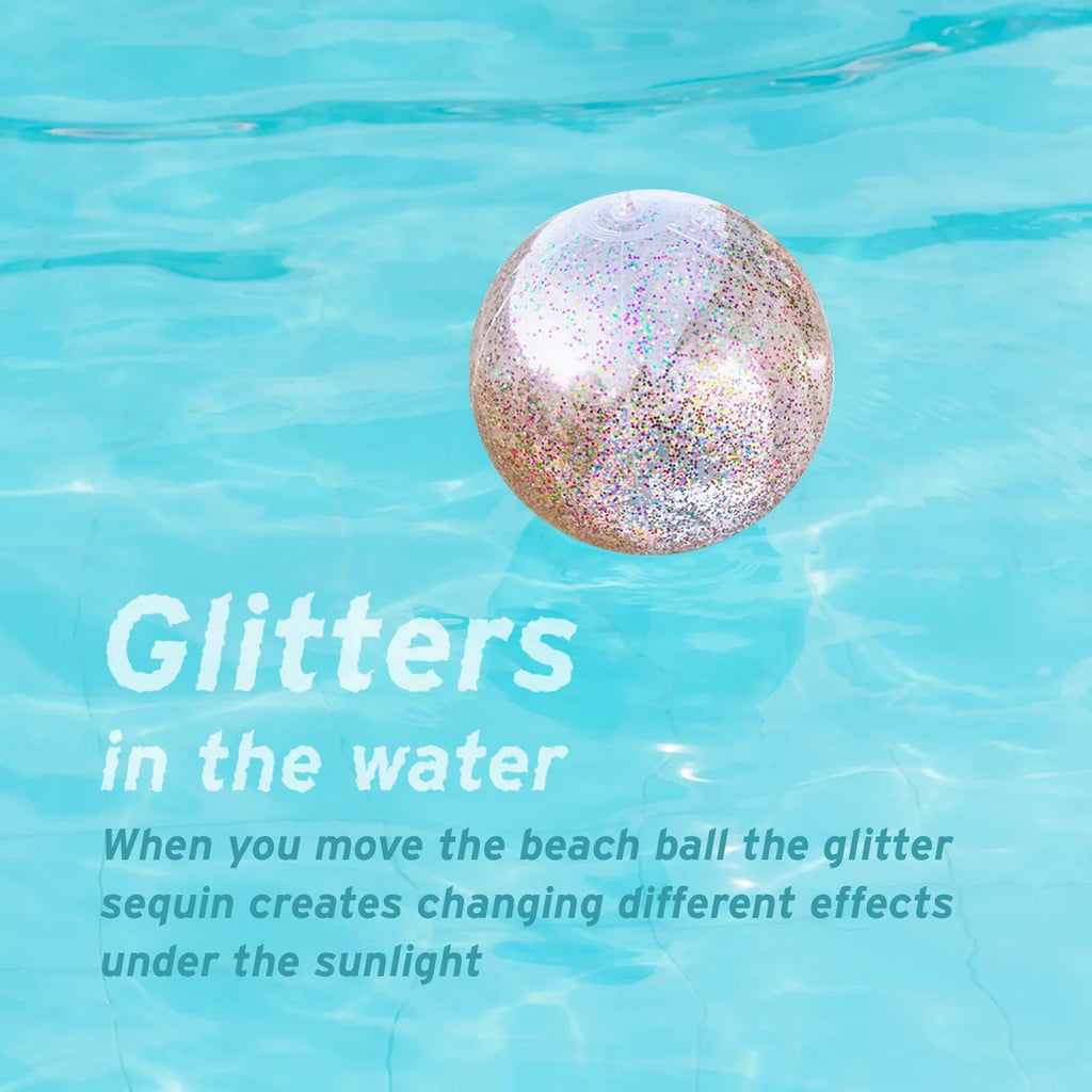 Junipel Inflatable Beach Glitter Ball with Confetti 16 & 24 Inch Premium Beach Theme Water Sand Toy for Beach Party Decoration, Pool Party Supplies Summer Beach Balls -Set of 6 |