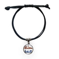 Amusement Park Facilities Outline Bracelet Leather Rope Wristband Black Jewelry