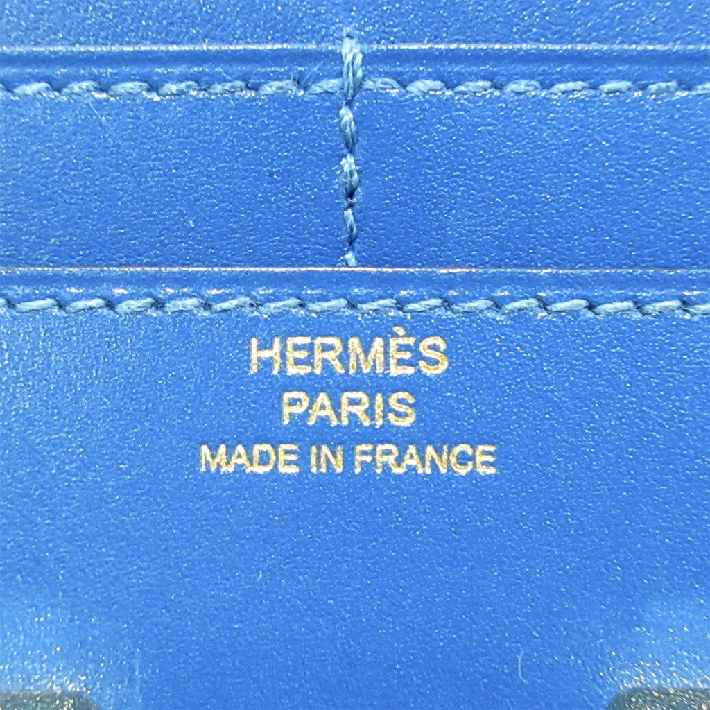 Pre-Owned Authenticated Hermès Constance Compact Wallet Calf Leather Blue Small Wallets Unisex (Good)
