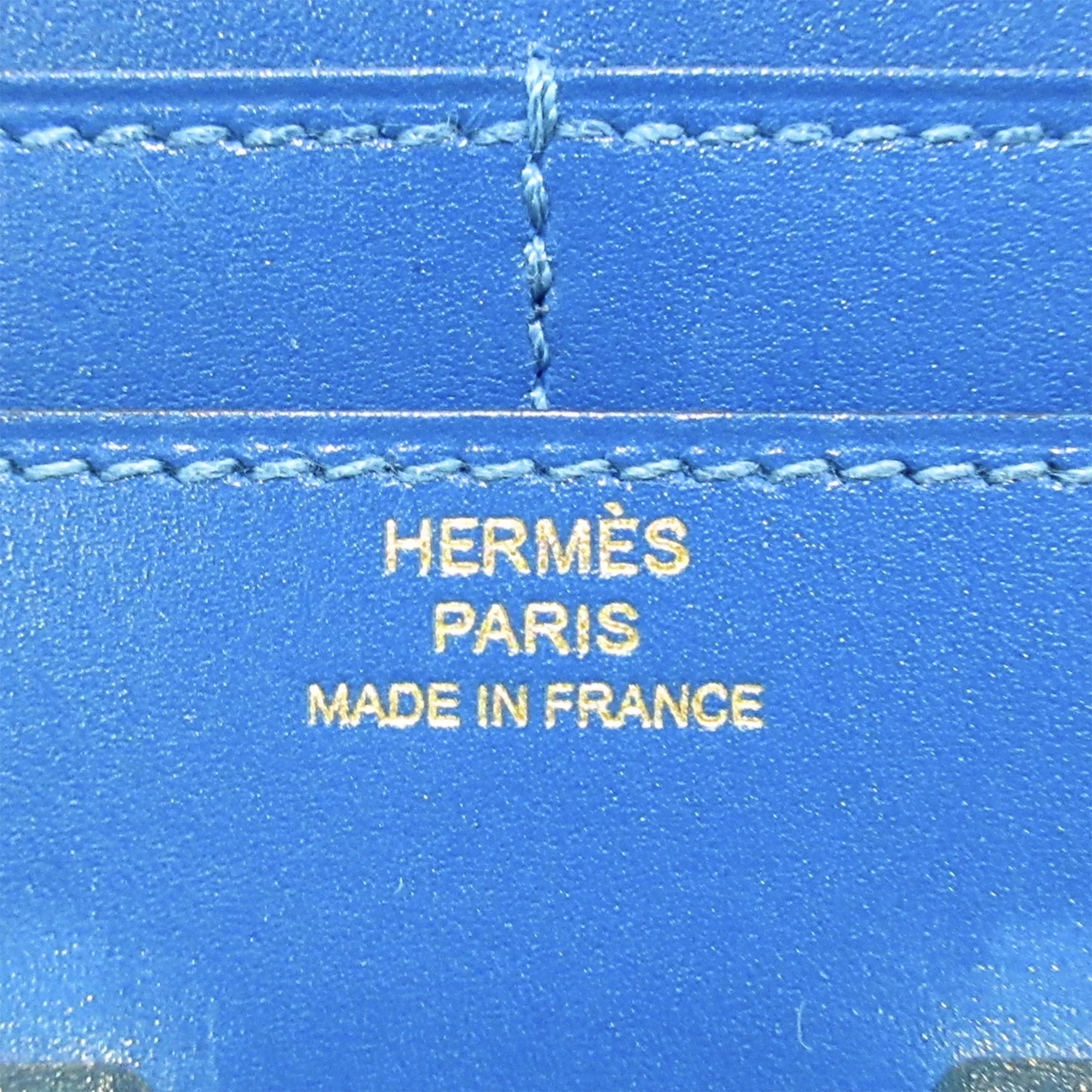 Pre-Owned Authenticated Hermès Constance Compact Wallet Calf Leather Blue Small Wallets Unisex (Good)